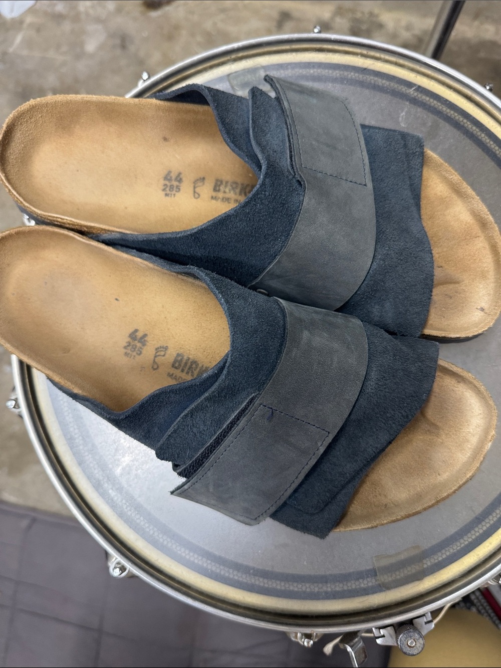 Birkenstock Dark Navy Suede Kyoto Slides